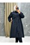 Black Fur Lined and Waterproof Large Size Oversize Women's Winter Coat & Coat