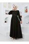 Summer Mevlana Model Patterned Flared Abaya and Topcoat on Sleeves and Waist - 5