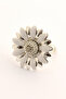 Papatya 6-Piece Silver Color Luxury Napkin Ring, White Enamel Flower Model Napkin Ring - 8