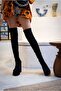 Black Suede Stretch Design Double Platform Women's Shoes Reilly - 3