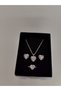 Necklace-Earrings-Rings Jewelry Set Silver Color with White Stones