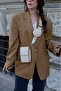 Multi Wallet Phone Holder Detailed Three Compartment Women's Shoulder Bag White