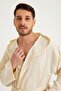 Cotton Hooded Long Men's Muslin Bathrobe Beach Wear Beige - 5
