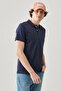 Men's Navy Blue Regular Fit Polo Neck T-Shirt - 3