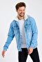 Men's Seasonal Classic Denim Casual Hooded Denim Jacket Ice Blue - 2