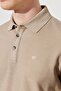Regular Fit Regular Cut 100% Cotton Polo Collar Beige T-Shirt - 5