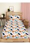 Leaf Patterned Printed Single Elastic Sheet Set