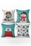New Year Pattern Christmas and Christmas Special Design Set of 4 Throw Pillow Covers