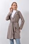 Women's Two Thread Knitted Buttonless Belted Mink Trench Coat Jacket Pmck25501 - 2
