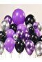 50Pcs Wednesday Birthday Concept Balloon Chain Set Black, Macaron Lilac, Chrome Silver, Chrome Purple - 3