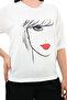 Women's Large Size Face Printed T-Shirt 1788-25 - 5