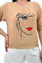 Women's Large Size Face Printed T-Shirt 1788-25 - 5