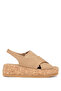 Women's Genuine Leather Taupe color Flat Sandals