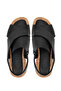 Women's Genuine Leather Black Flat Sandals - 5