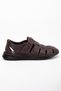 Men's Genuine Calfskin Leather Orthopedic Velcro Closed Brown Sandals with Thick Pads Inside - 3