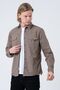 Men's Brown Double Pocket Flap Lycra Slim Fit Denim Shirt - 3