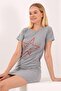 Women's Gray Printed Short Sleeve Nightgown Pmel25531 - 2