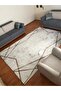 White Gold Stripe Pattern Silk Velvet Elastic Carpet Cover - 2