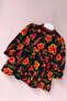 Lace Collar Floral Black Flannel Baby Girl Dress - 4