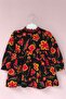 Lace Collar Floral Black Flannel Baby Girl Dress