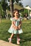 Ruffle and Bow Detailed Honeycomb Pattern Baby Girl Colorful Design Dress