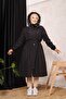Black Fur Lined and Waterproof Large Size Oversize Women's Winter Coat & Coat - 5