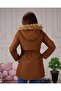 Tan Fur Lined and Waterproof Large Size Oversize Women's Winter Coat & Coat - 7