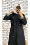 Striped Inside and Self Lined Waterproof Women's Trench Coat - 5