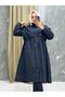 Black Fur Lined and Waterproof Large Size Oversize Women's Winter Coat & Coat - 4