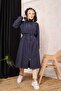 Navy Blue Fur Lined and Waterproof Large Size Oversize Women's Winter Coat & Coat - 2