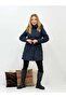Navy Blue Fur Lined and Waterproof Women's Winter Coat & Coat - 3