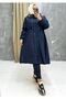Navy Blue Fur Lined and Waterproof Large Size Oversize Women's Winter Coat & Coat - 2