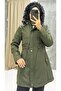 Khaki Fur Lined and Waterproof Women's Winter Coat & Coat - 2