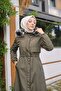 Khaki Fur Lined and Waterproof Large Size Oversize Women's Winter Coat & Coat - 3