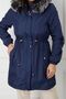 Navy Blue Fur Lined and Waterproof Women's Winter Coat - 4