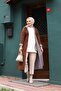 Brown Striped Inside and Self Lined Waterproof Women's Trench Coat - 4