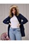 Navy Blue Fur Lined and Waterproof Large Size Oversize Women's Winter Coat & Coat - 7