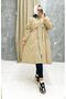 Beige Fur Lined and Waterproof Large Size Oversize Women's Winter Coat & Coat - 7