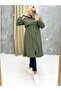 Khaki Fur Lined and Waterproof Women's Winter Coat & Coat - 3