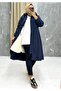 Navy Blue Fur Lined and Waterproof Women's Winter Coat & Coat - 8