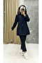 Navy Blue Fur Lined and Waterproof Women's Winter Coat & Coat - 6