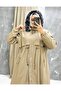 Beige Fur Lined and Waterproof Large Size Oversize Women's Winter Coat & Coat - 4