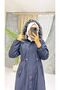 Navy Blue Full-Length Women's Winter Coat & Overcoat with Fur Inside and Waterproof - 5