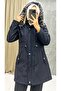 Navy Blue Fur Lined and Waterproof Women's Winter Coat & Coat - 2
