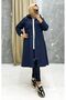 Navy Blue Fur Lined and Waterproof Women's Winter Coat & Coat - 7