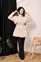 Light Beige Fur Lined and Waterproof Women's Winter Coat & Coat - 6