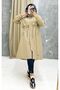 Beige Fur Lined and Waterproof Large Size Oversize Women's Winter Coat & Coat - 3