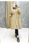 Beige Fur Lined and Waterproof Large Size Oversize Women's Winter Coat & Coat - 5