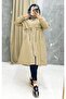 Beige Fur Lined and Waterproof Large Size Oversize Women's Winter Coat & Coat - 3