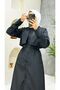 Black Women's Trench Coat with Lined Inside and Button Detail - 6